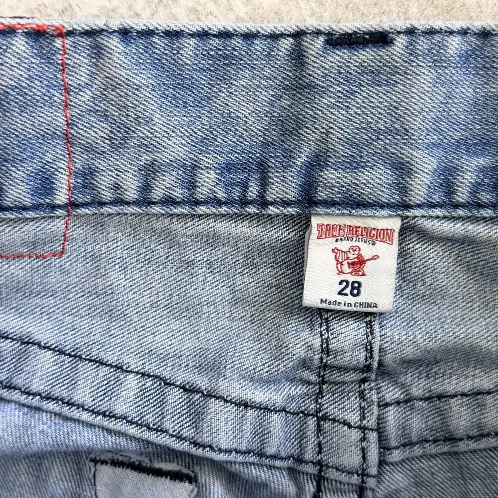 True Religion Men's Horseshoe Logo Pocket Denim Skinny Light Acid Wash Jeans 28
